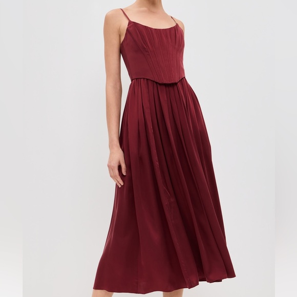 zimmerman burgundy dress Zimmermann Silk Corset | Red | Size 2 Neckline_V/Plunging Wholesale bridesmaid dress for Color:champagne side cut